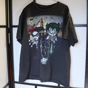 Joker & Harley Quinn T-Shirt Black 20x27 DC Comics Graphic Tee Vintage Batman